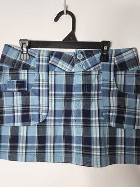 Y2K Blue Plaid Micro Mini Skirt